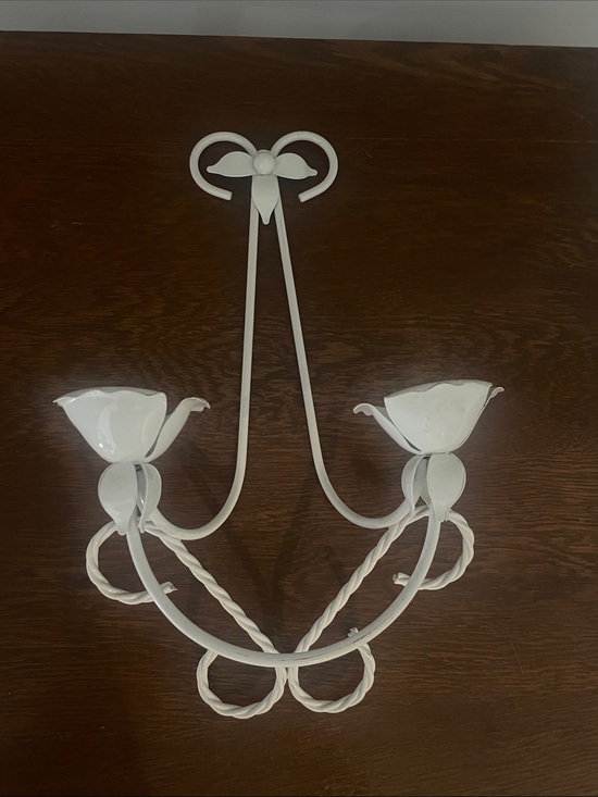 Other - White Floral Metal Wall Sconce - Elegant Home Wall Decor